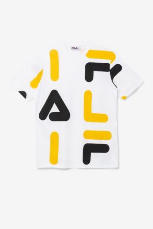 FILA Bennet Tee Shirts White / Yellow / Black,Mens Clothing | CA.TMXPCR314